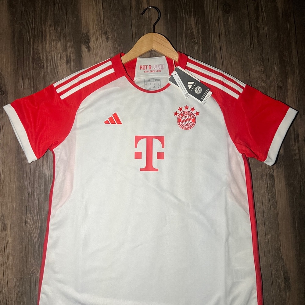 Adidas White and Red FC Bayern Jersey